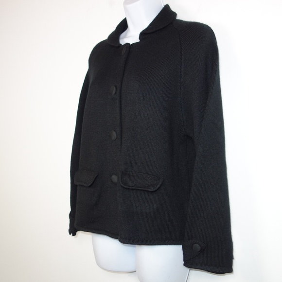 J Crew Black Wool Cardigan Sweater Jacket Womens L - Picture 3 of 8